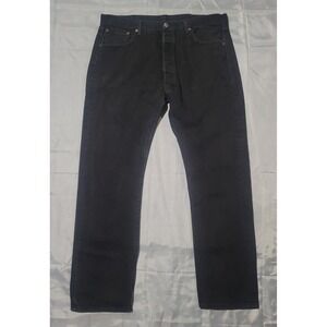 Levis 501 Jeans Mens Size 36x34 Straight Leg Button Fly‎ Black Denim